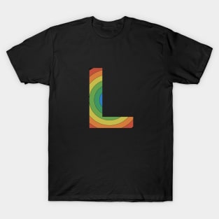 Retro Rainbow 'L' Sticker T-Shirt